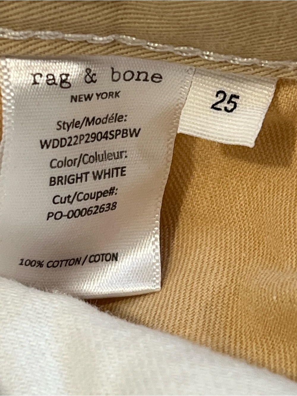 Rag & Bone New York Piper, Low-Rise Straight Leg, What/Tan Wash, Size 25 - Picture 15 of 16